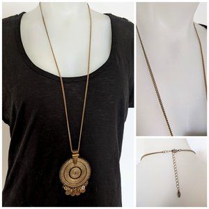 ALDO Antic Metallic Gold Chic Long Aztec Necklace